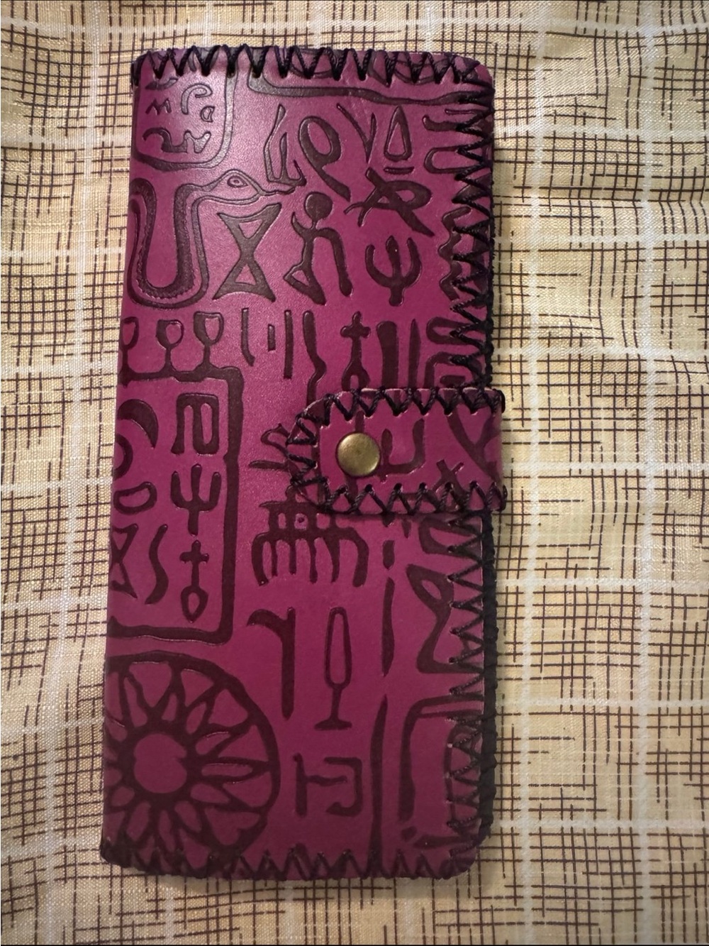 Purple Leather Patterned WoMen's Wallet - Snap Closure